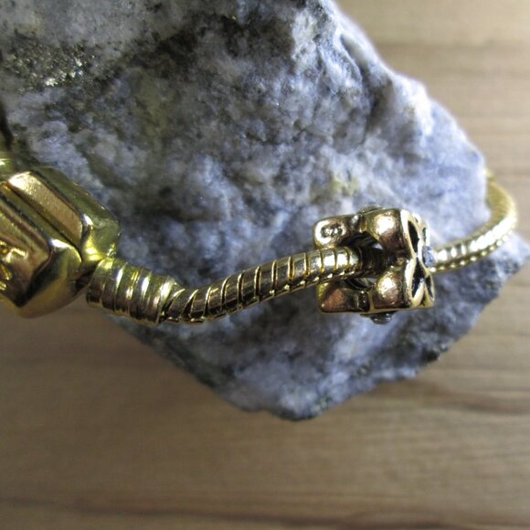 Flower Cube Gold Plated Sterling Silver European Charm with Crystals - Picture 2 of 6